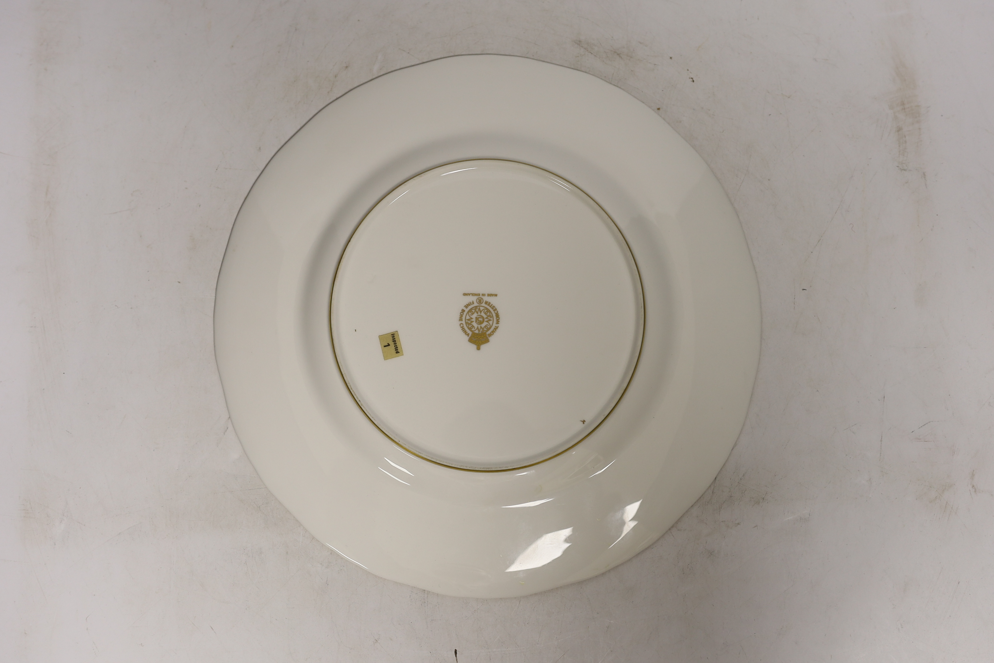 A large Royal Worcester fruit painted plate, signed R Price with gilded border, 27cm in diameter